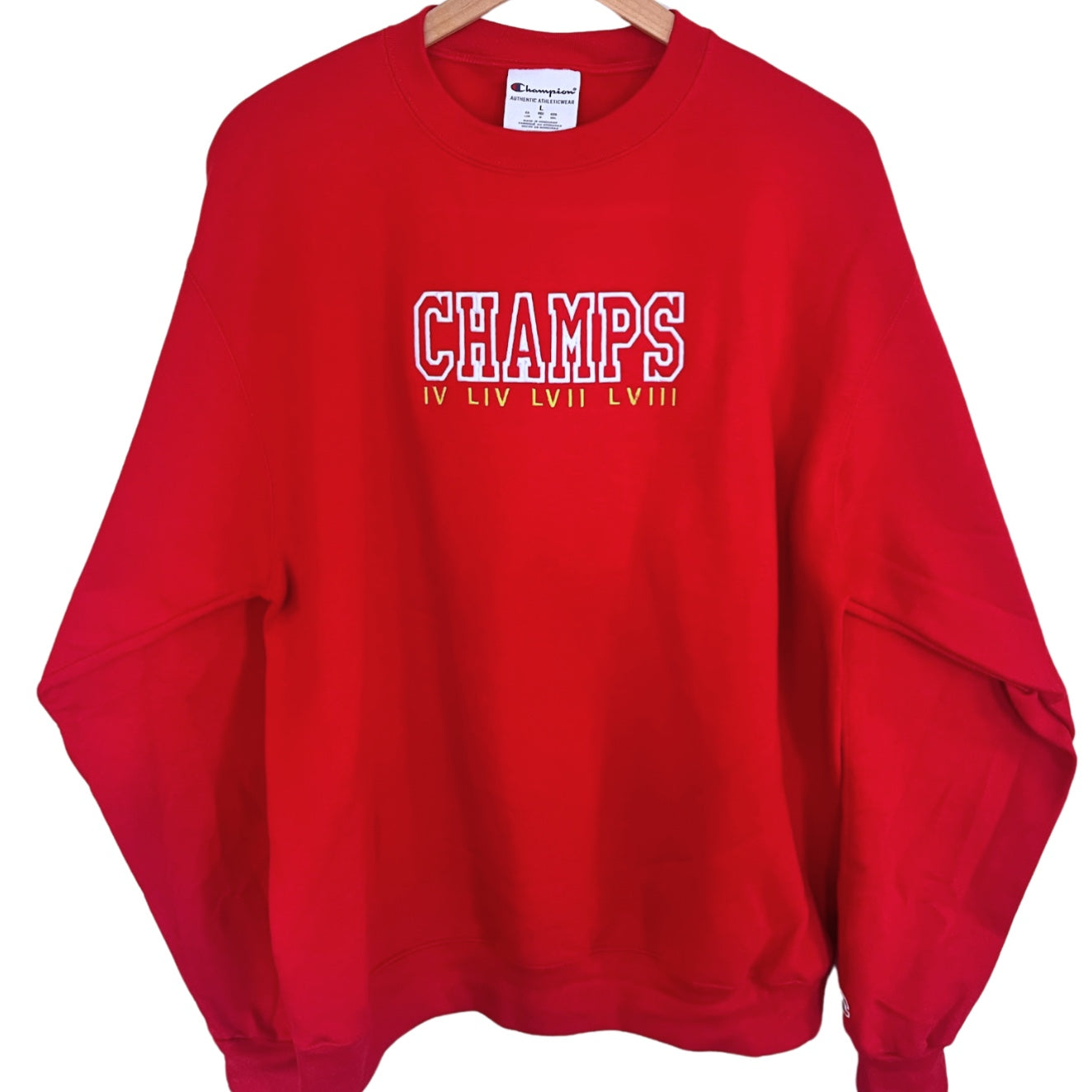 KC CHAMPS Embroidered Red Crewneck Sweatshirt