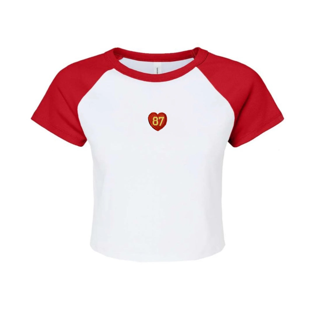 #87 Heart Women's Cropped Raglan Tee