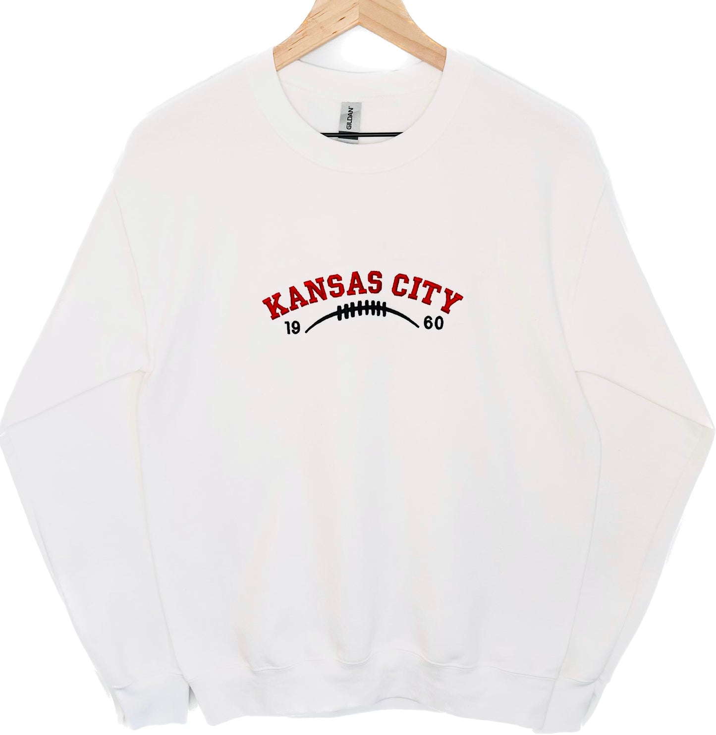 Kansas City 1960 Embroidered White Crewneck Sweatshirt
