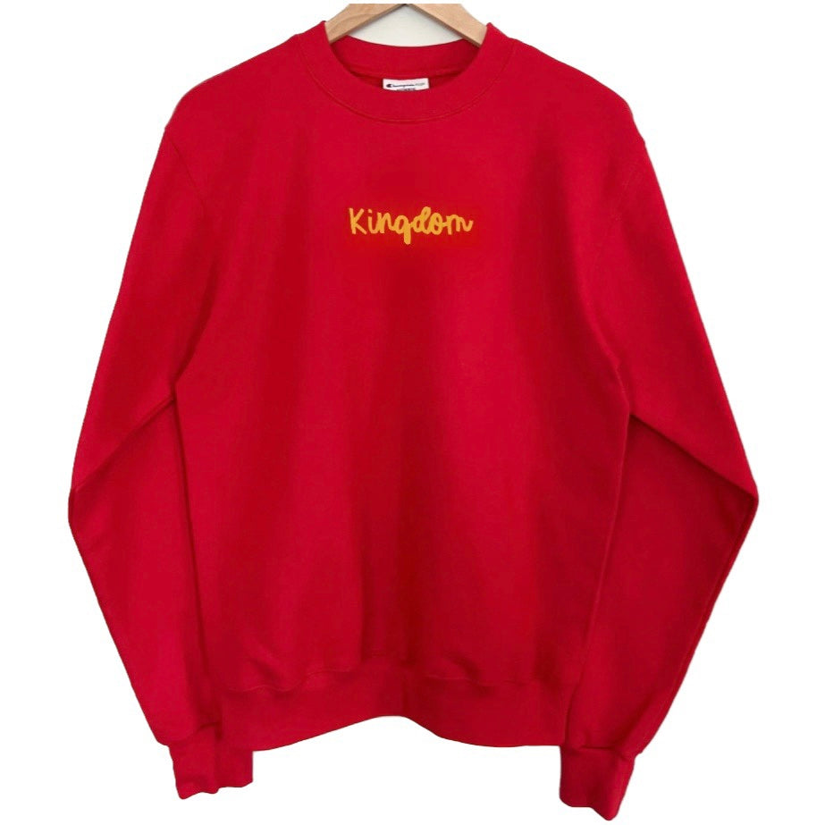 Kingdom Embroidered Red Crewneck Sweatshirt