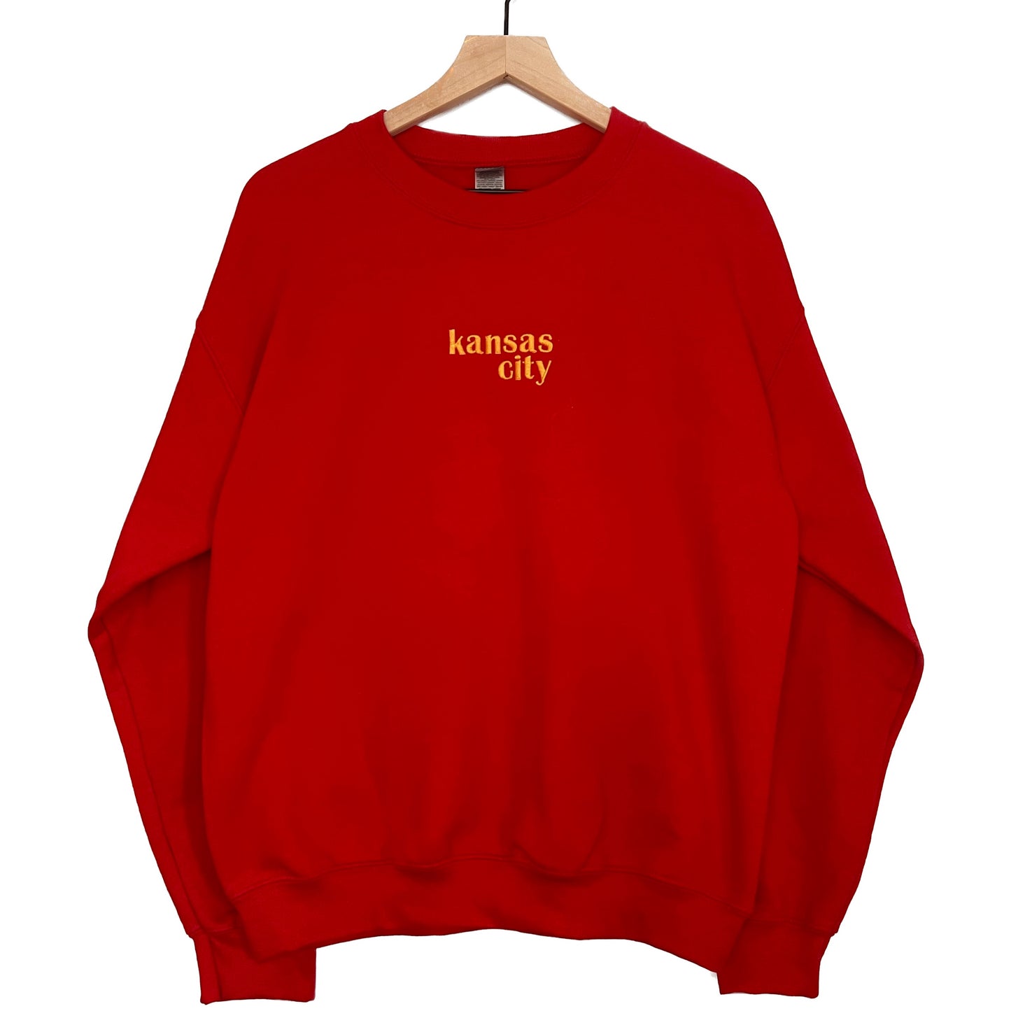 Kansas City Embroidered Red Crewneck Sweatshirt