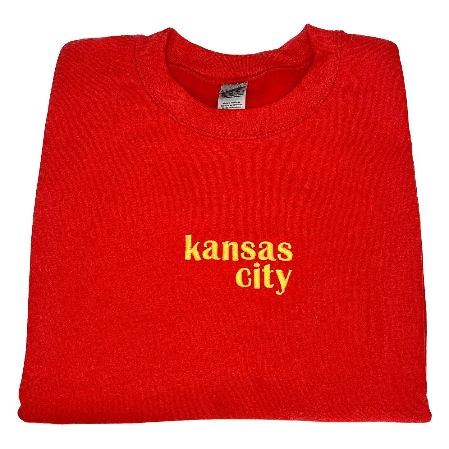 Kansas City Embroidered Red Crewneck Sweatshirt