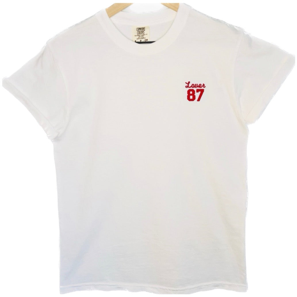 Lover 87 Embroidered White Relaxed Tee