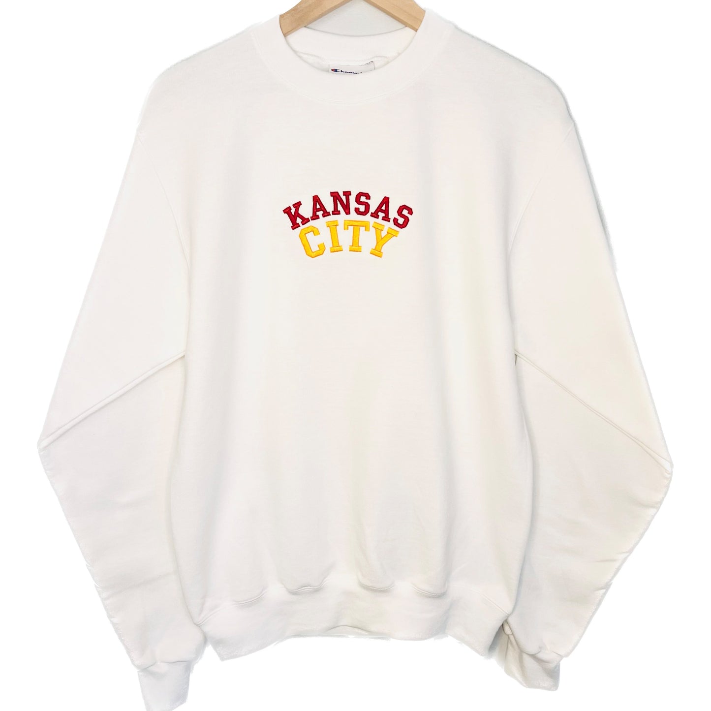 Kansas City Embroidered White Crewneck Sweatshirt
