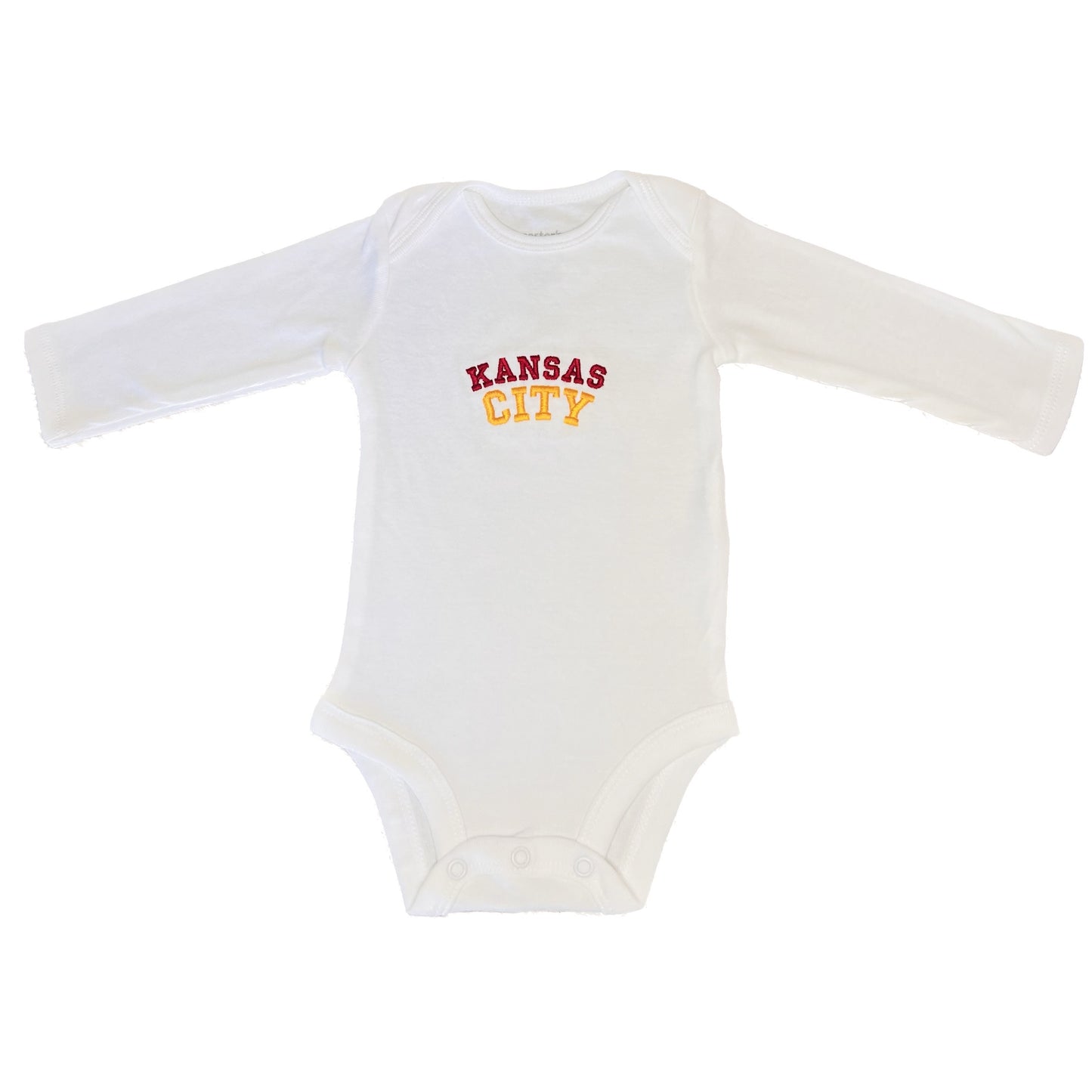 Kansas City Long Sleeve White Baby Onesie