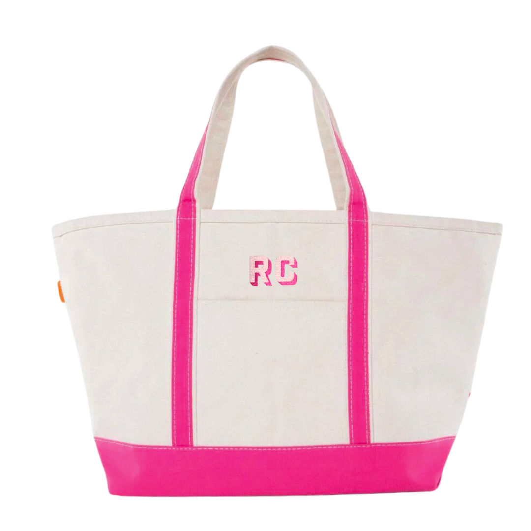 Embroidered Classic Tote in Shadow Font