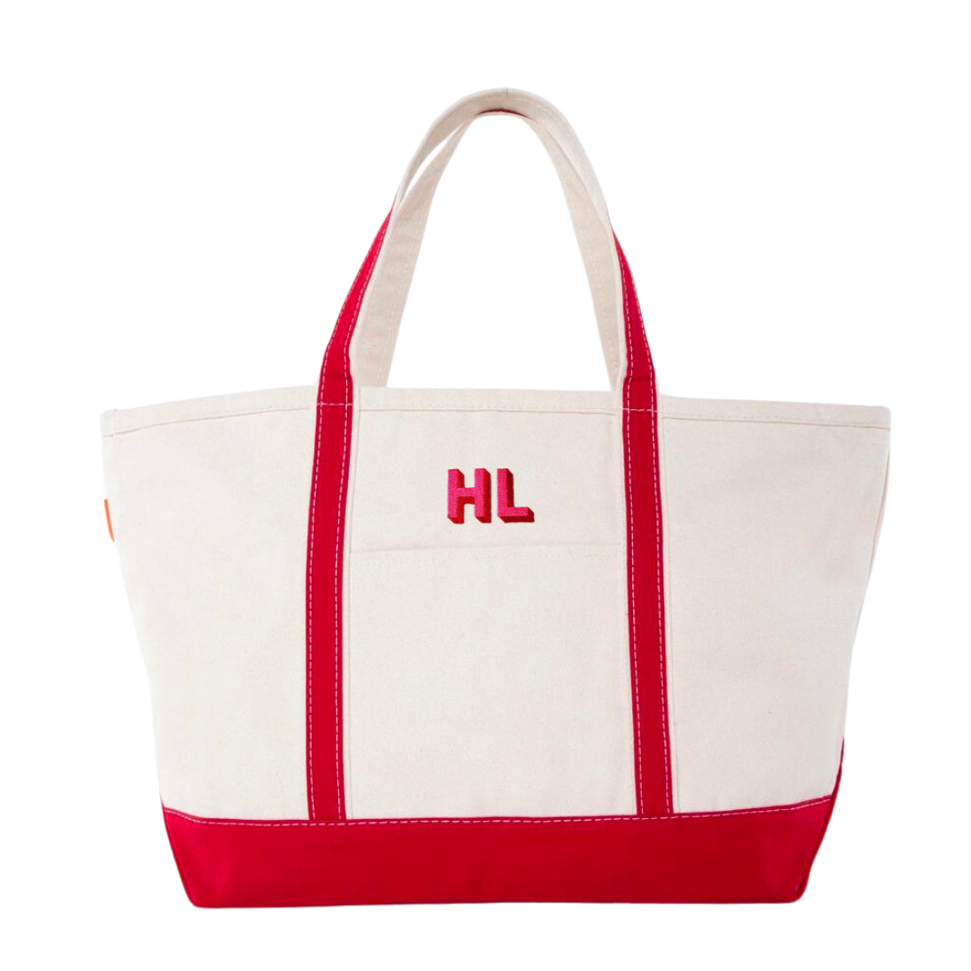 Embroidered Classic Tote in Shadow Font