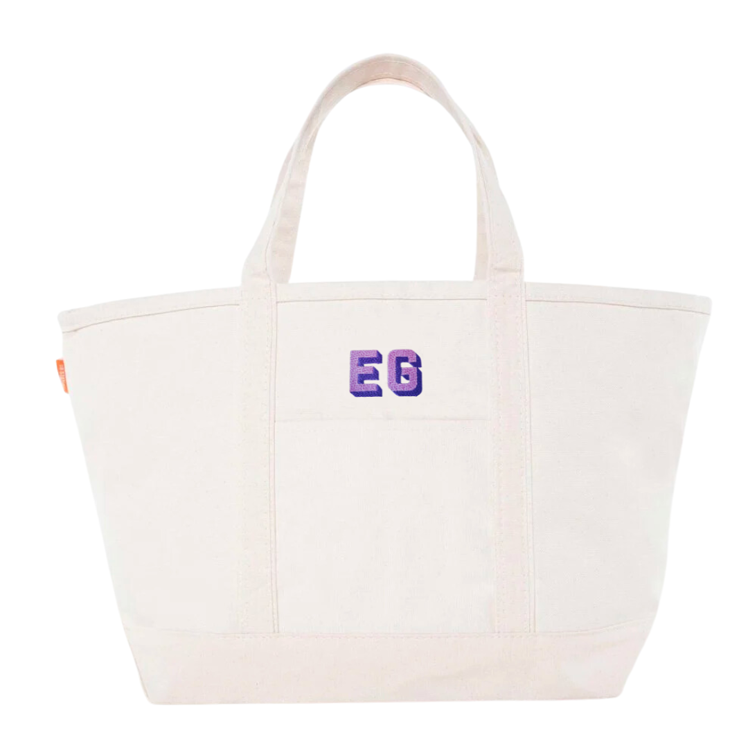 Embroidered Classic Tote in Shadow Font
