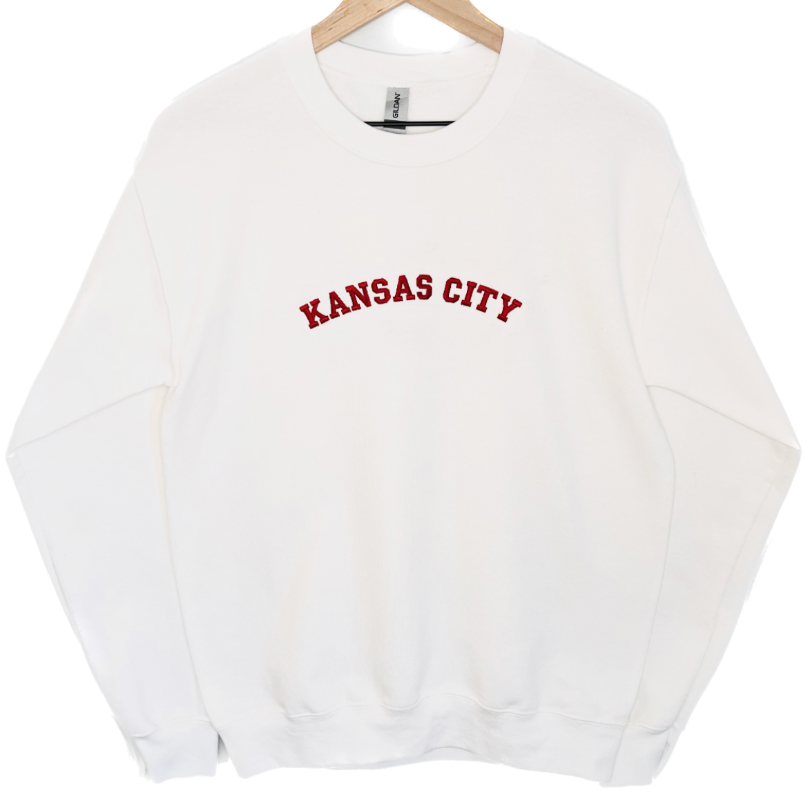 Kansas City Embroidered White Crewneck Sweatshirt