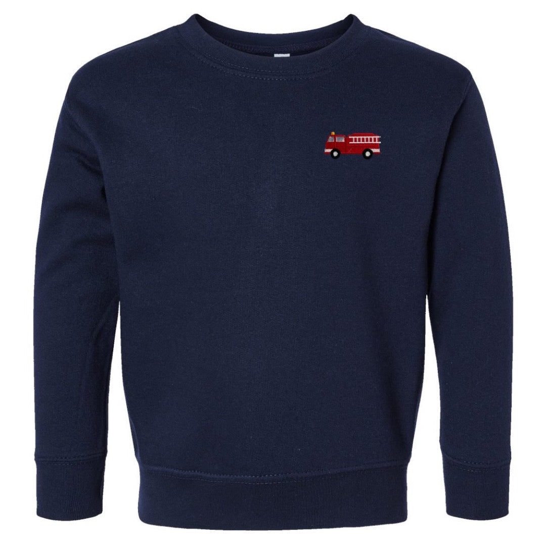 Firetruck Embroidered Toddler Crewneck Sweatshirt