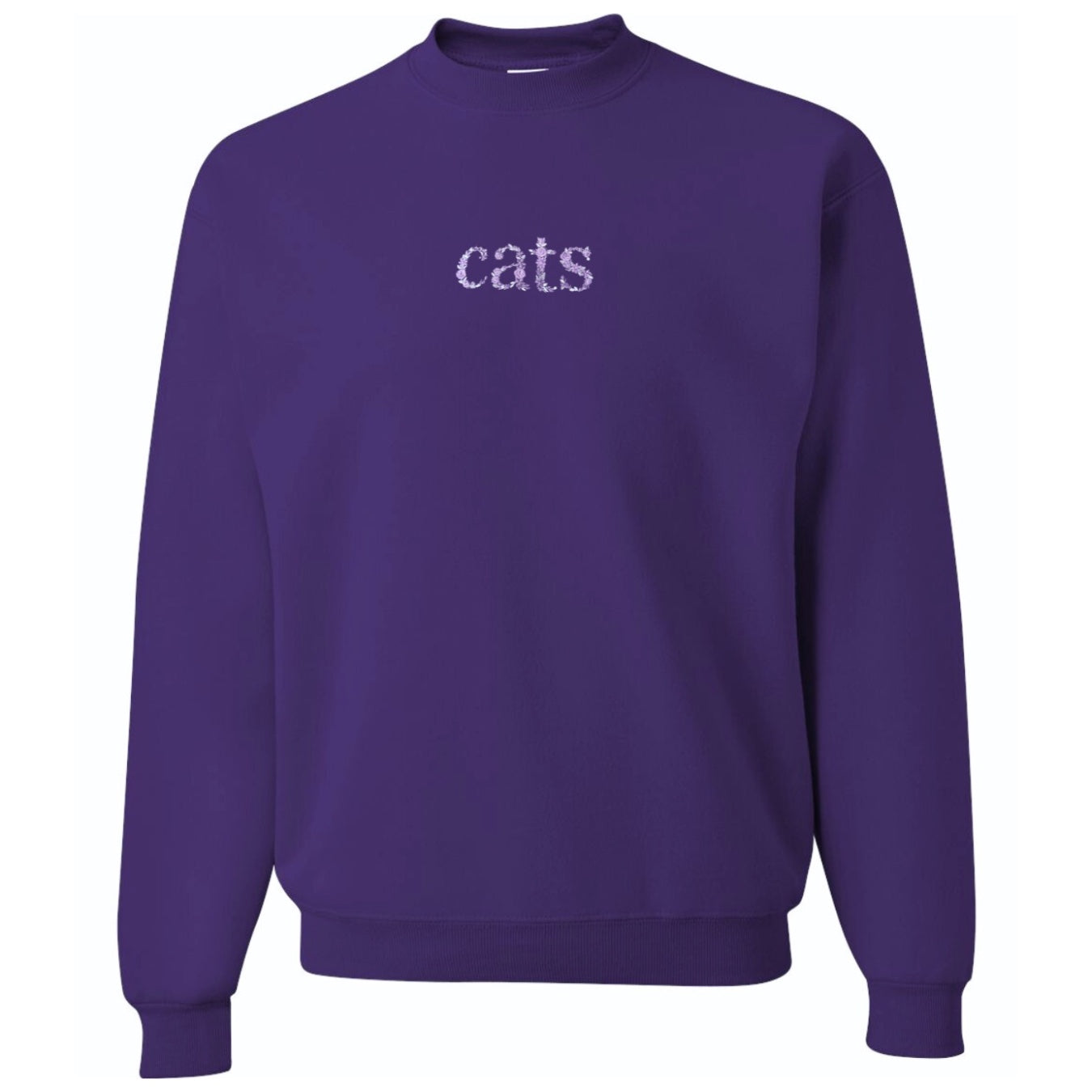 K State Cats Floral Font Embroidered Purple Crewneck Sweatshirt