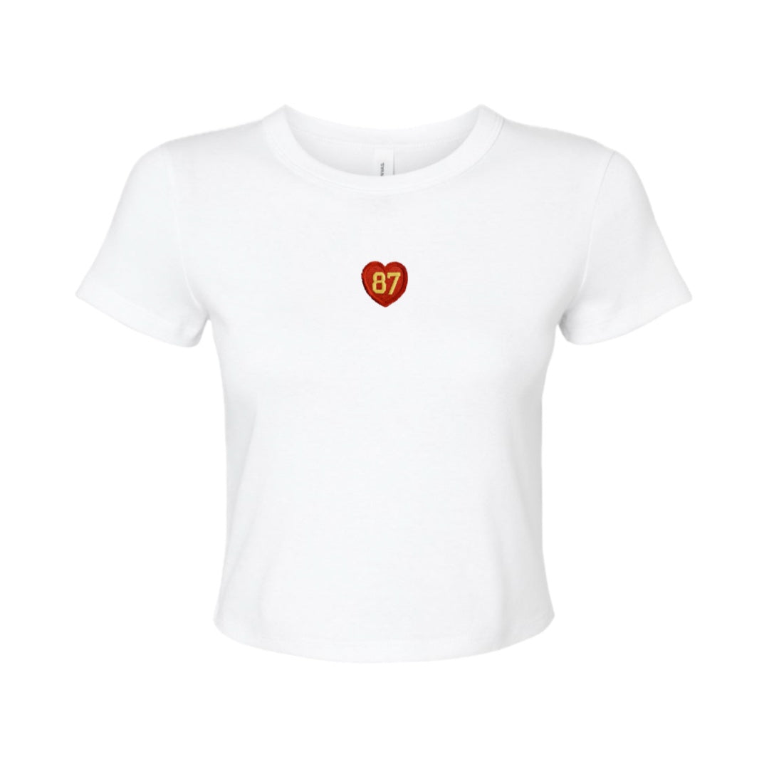 #87 Heart White Women's Cropped Tee