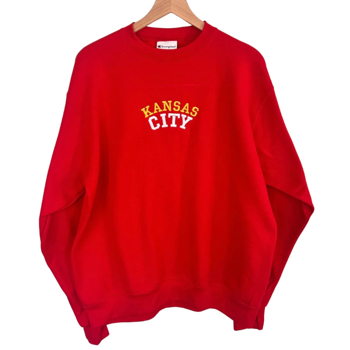 Kansas City Embroidered Red Crewneck Sweatshirt