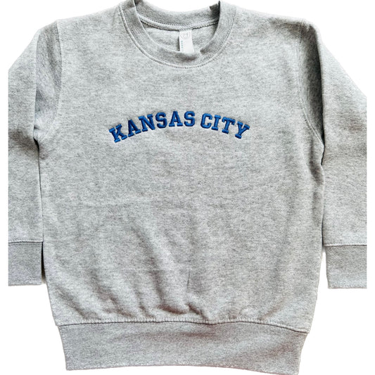 Blue Kansas City Embroidered Toddler Crewneck Sweatshirt