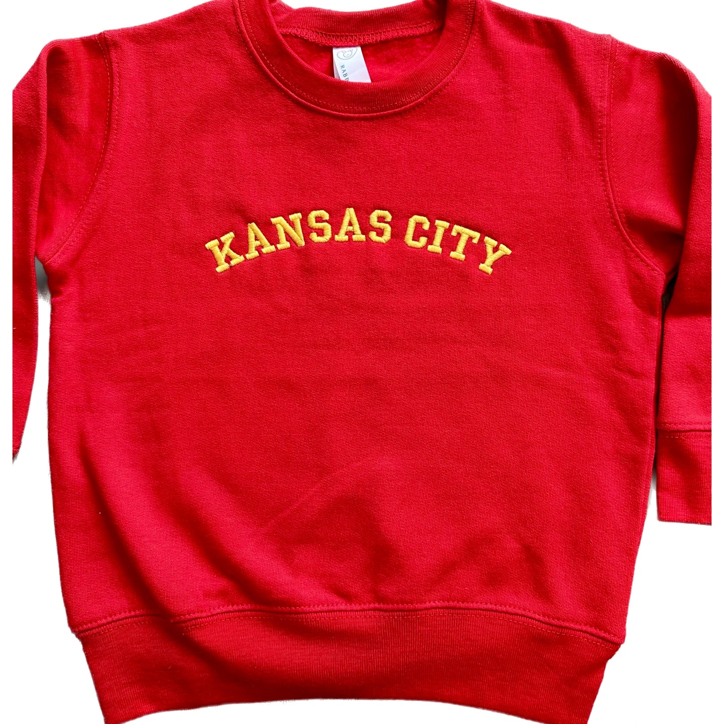 Red and Yellow Kansas City Embroidered Toddler Crewneck Sweatshirt