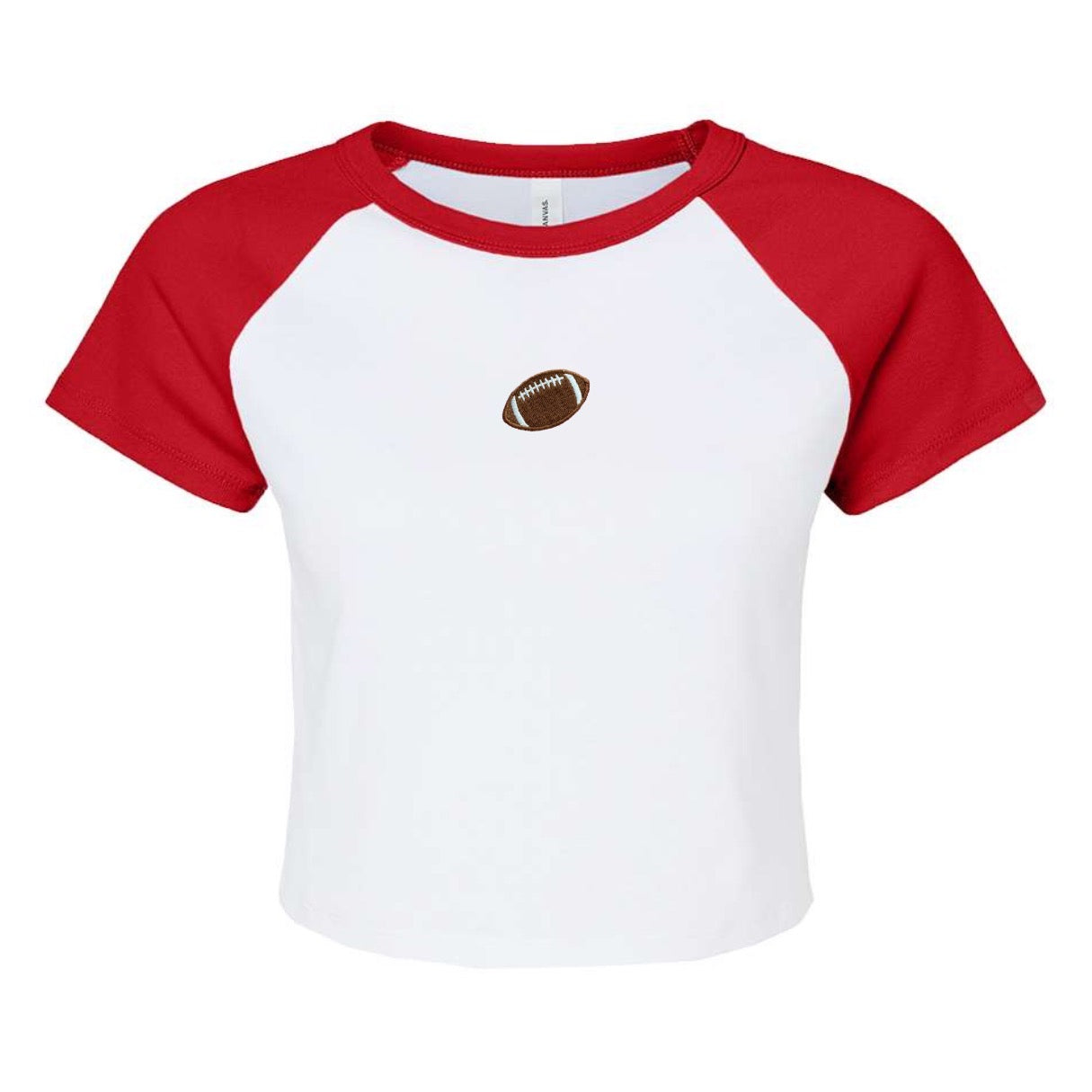 Football Embroidered Women's Cropped Raglan Tee